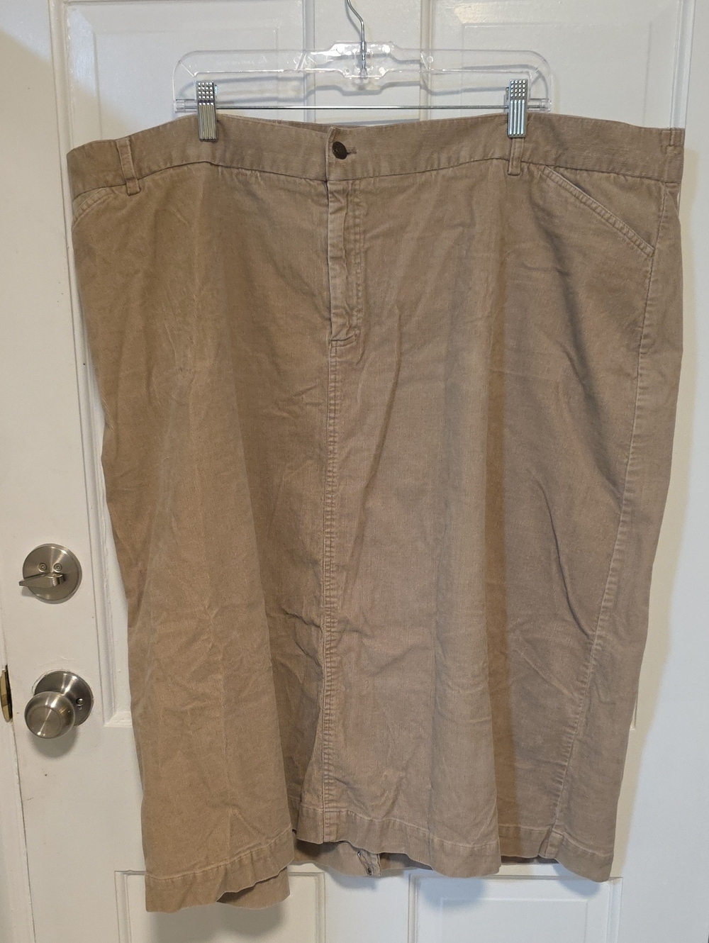 CJ Banks Beige Corduroy Midi Skirt